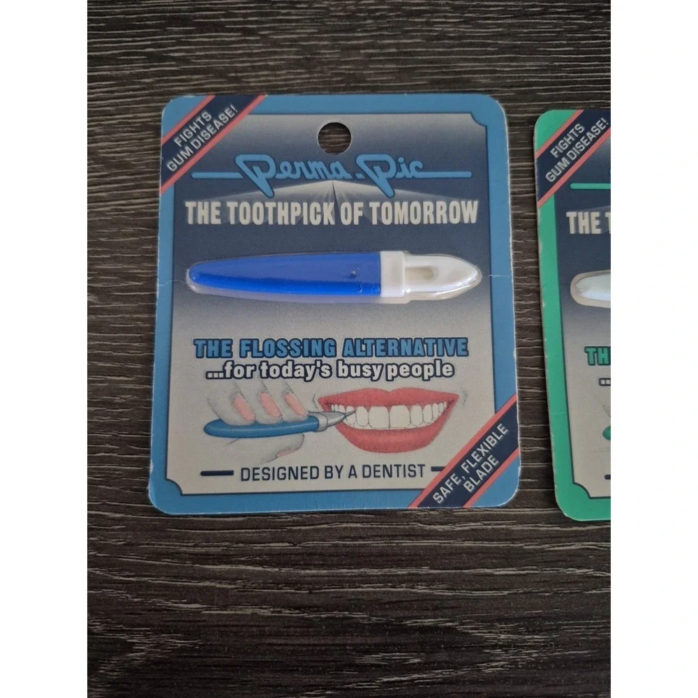 Vintage Perma Pic The Toothbrush Of Tomorrow Dental Toothpick Lot of 2